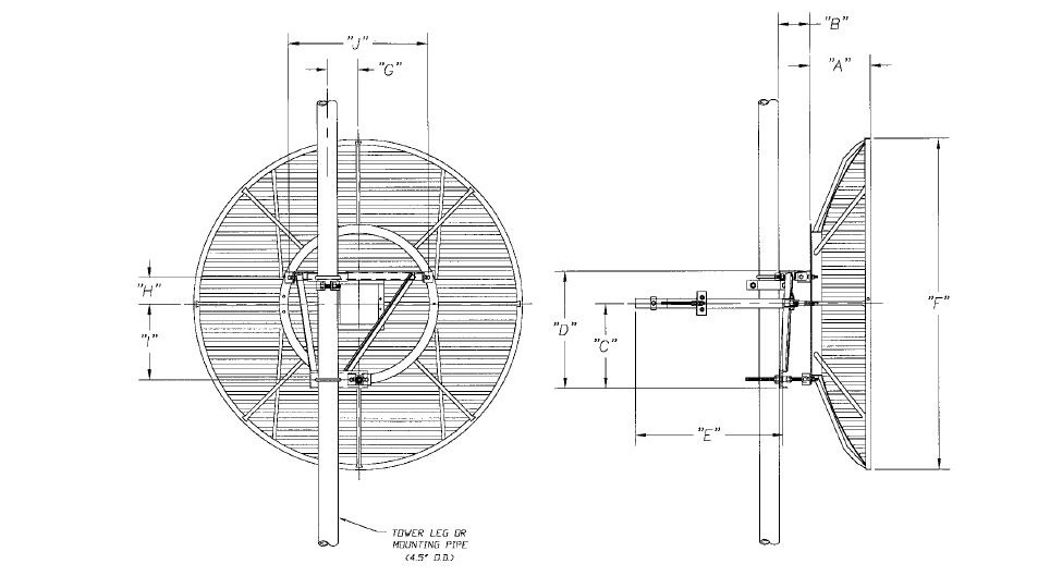 Parabolic Grid S Mount Mechanical Drawing